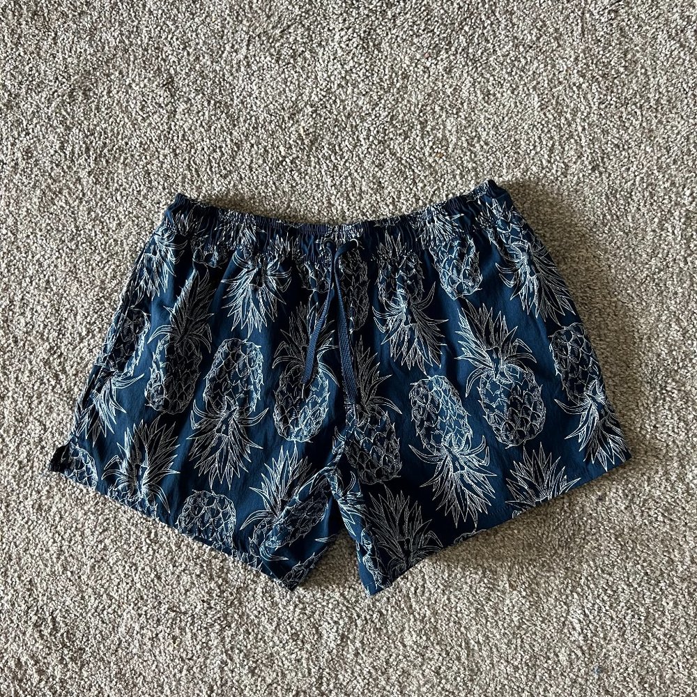 Lauren James shorts womens medium blue white pineapple printed pull on athletic